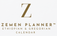 Front cover of the Zemen Planner calendar, featuring a large gold letter Z and the text 'ZEMEN PLANNER ETHIOPIAN & GREGORIAN CALENDAR' on a white background, with bright yellow flowers along the right edge.